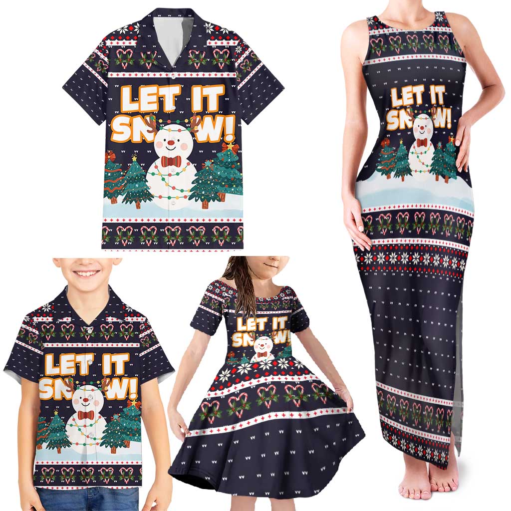 Let It Snow Christmas Family Matching Tank Maxi Dress and Hawaiian Shirt Funny Xmas Holiday Patterns - Wonder Print Shop