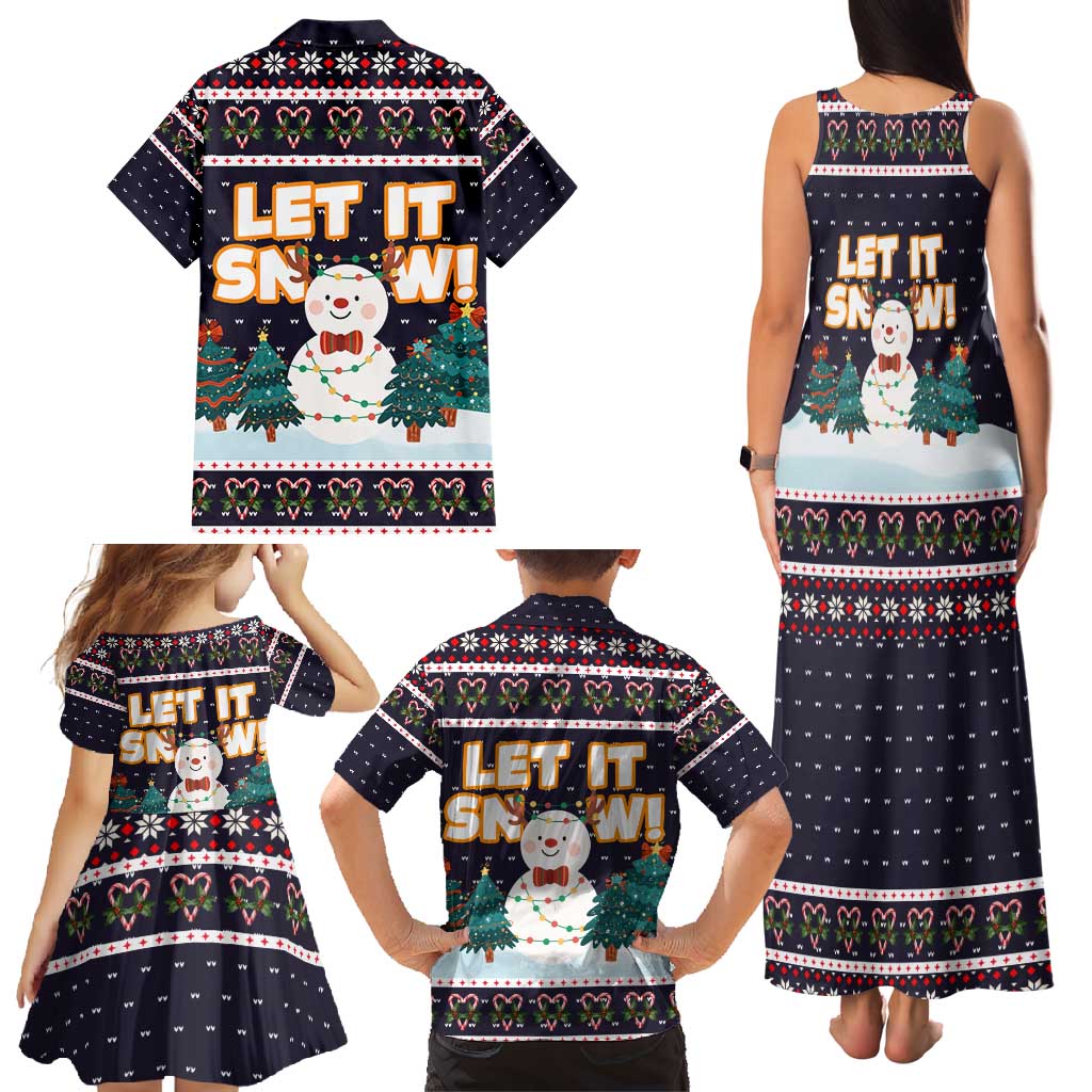 Let It Snow Christmas Family Matching Tank Maxi Dress and Hawaiian Shirt Funny Xmas Holiday Patterns - Wonder Print Shop