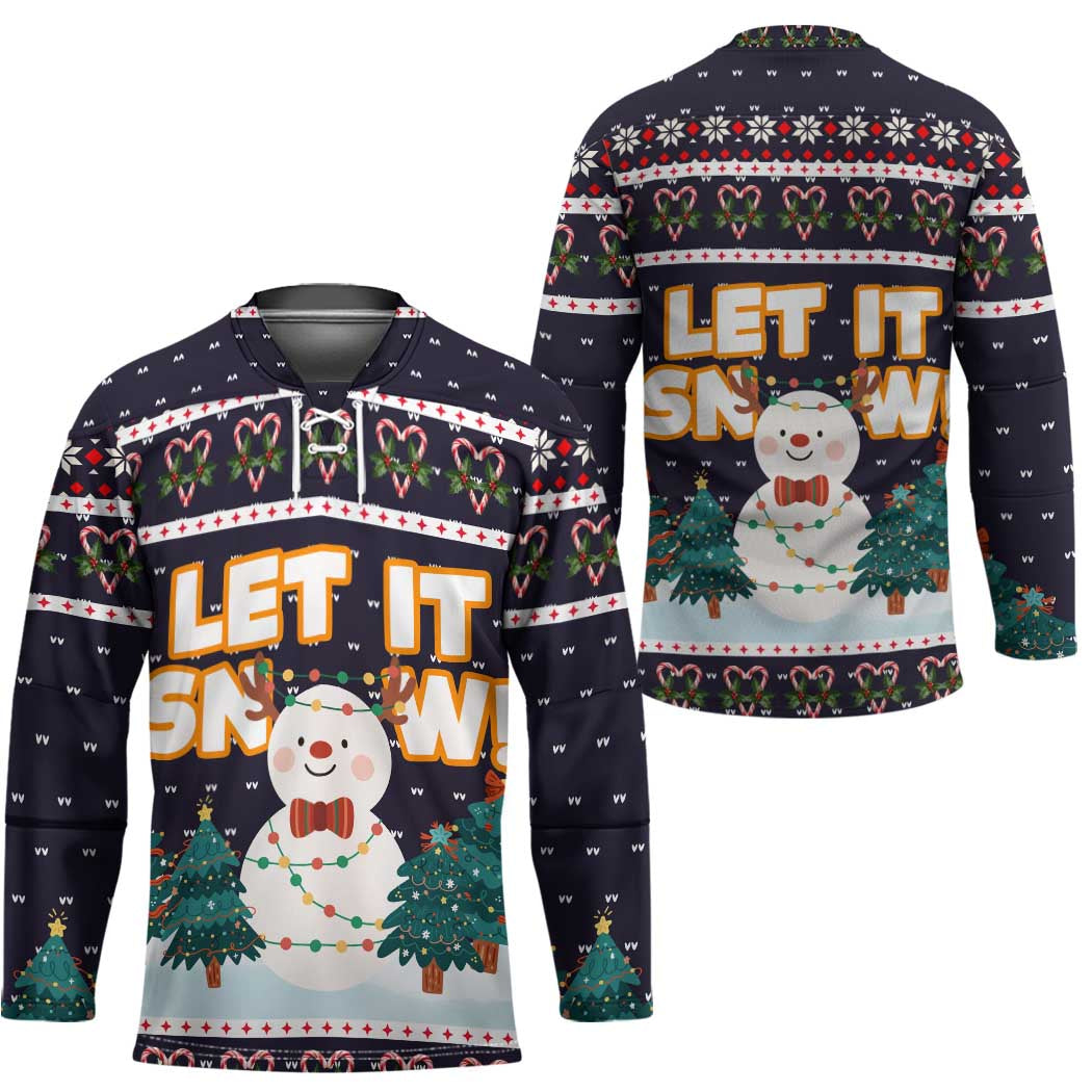 Let It Snow Christmas Hockey Jersey Funny Xmas Holiday Patterns - Wonder Print Shop