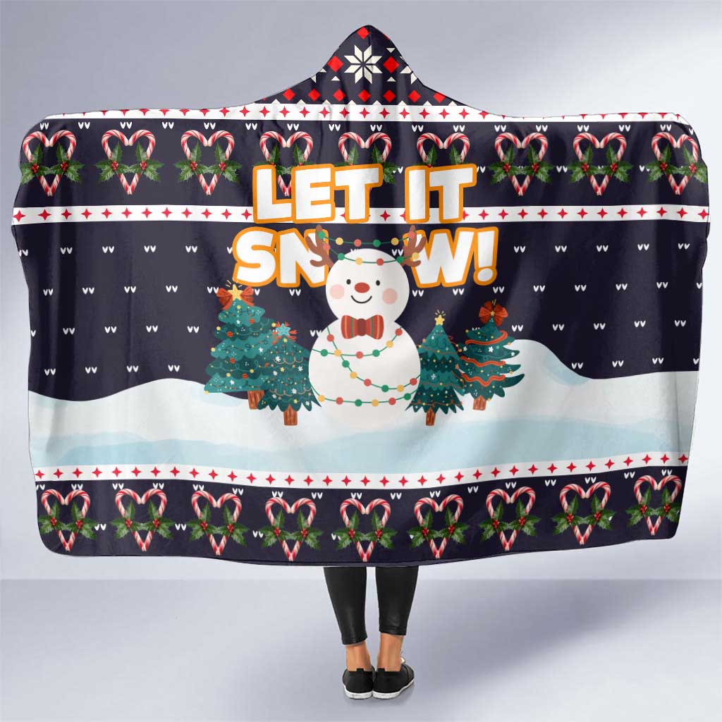 Let It Snow Christmas Hooded Blanket Funny Xmas Holiday Patterns - Wonder Print Shop