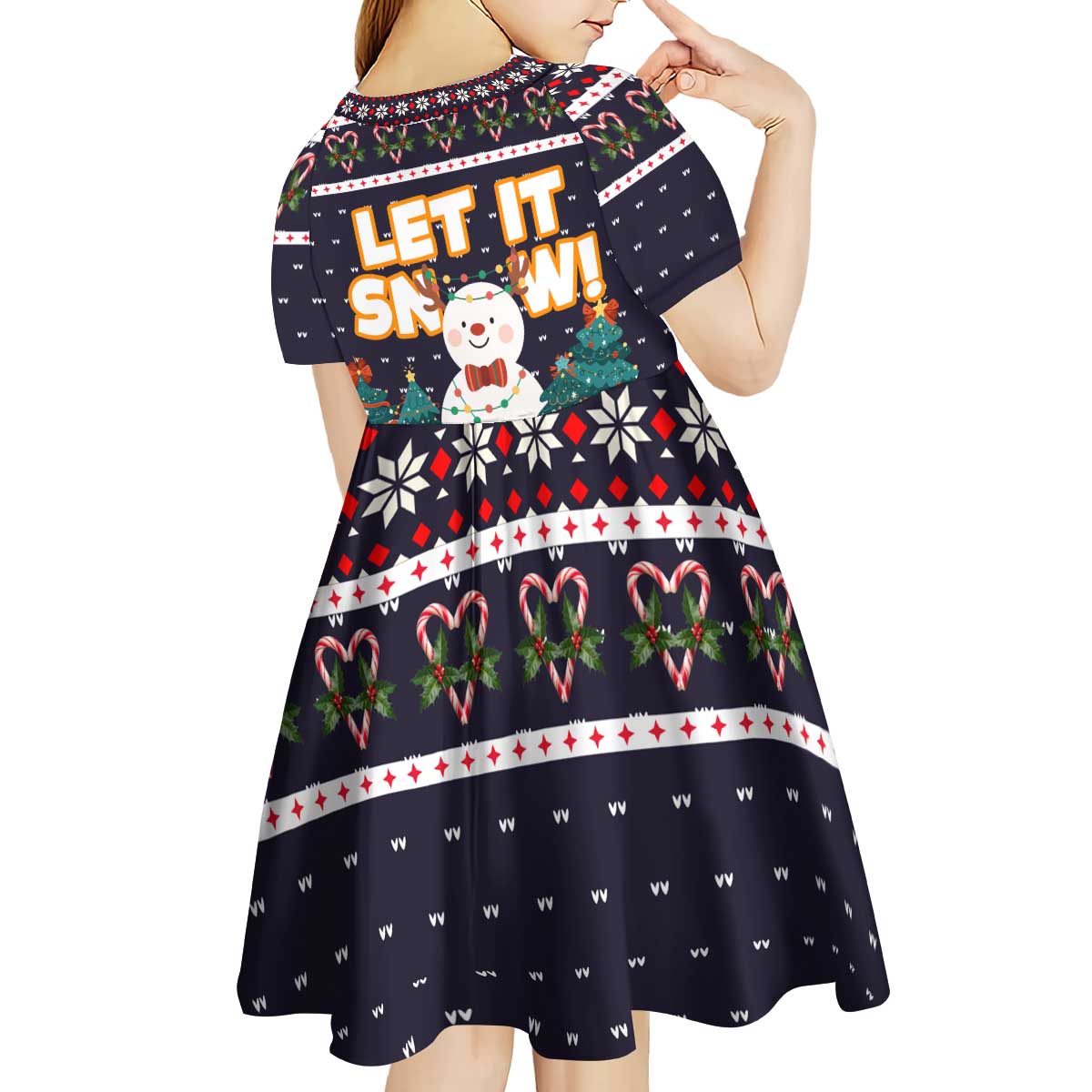 Let It Snow Christmas Kid Short Sleeve Dress Funny Xmas Holiday Patterns - Wonder Print Shop