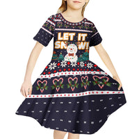 Let It Snow Christmas Kid Short Sleeve Dress Funny Xmas Holiday Patterns - Wonder Print Shop