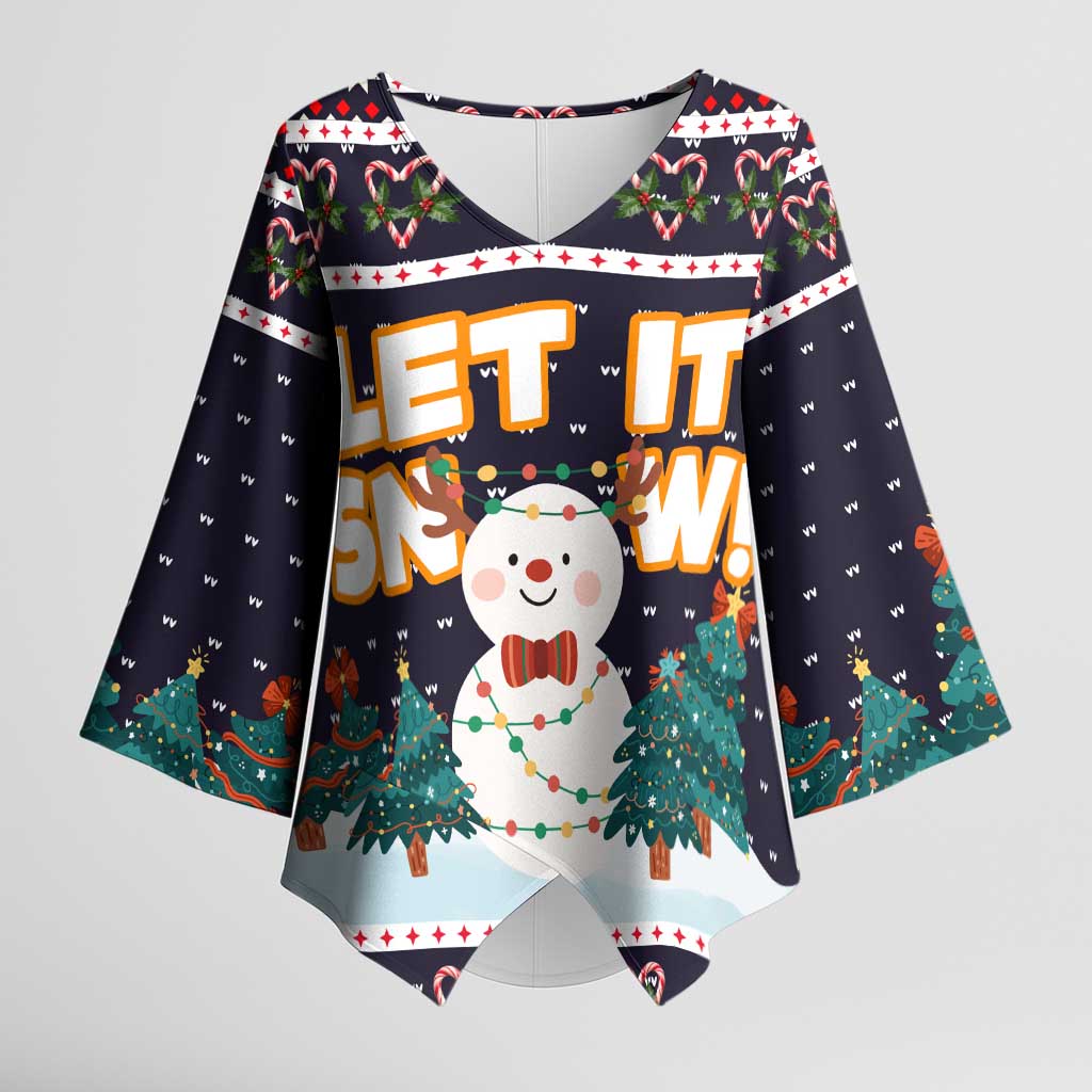 Let It Snow Christmas Kimono Sleeve Blouse Funny Xmas Holiday Patterns - Wonder Print Shop