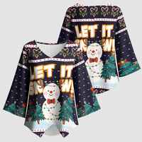 Let It Snow Christmas Kimono Sleeve Blouse Funny Xmas Holiday Patterns - Wonder Print Shop