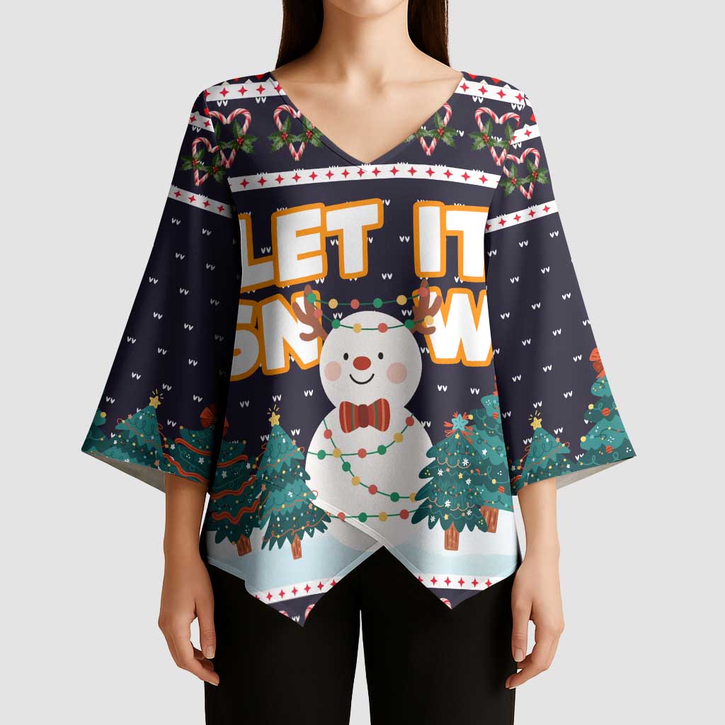 Let It Snow Christmas Kimono Sleeve Blouse Funny Xmas Holiday Patterns - Wonder Print Shop