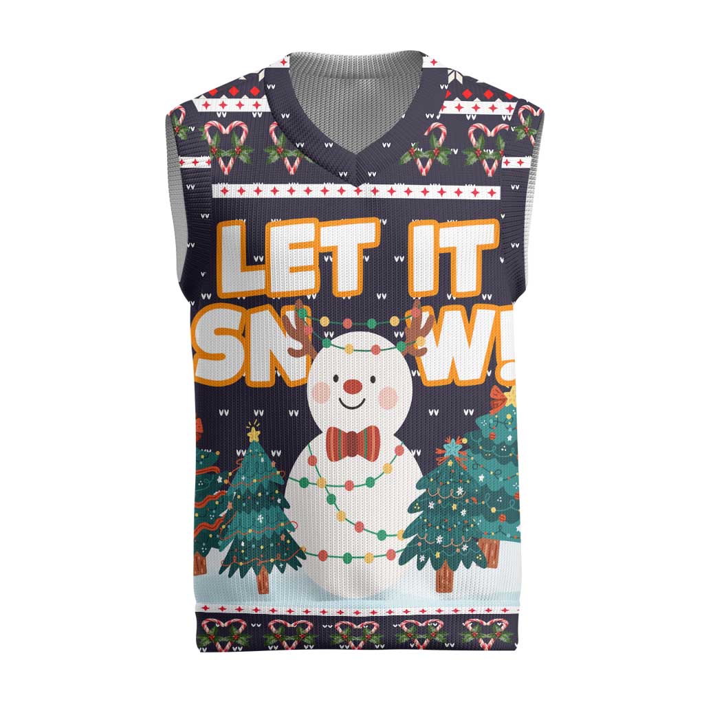 Let It Snow Christmas Knitted V-Neck Vest Funny Xmas Holiday Patterns - Wonder Print Shop