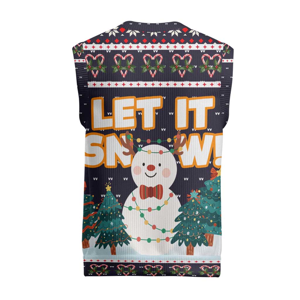Let It Snow Christmas Knitted V-Neck Vest Funny Xmas Holiday Patterns - Wonder Print Shop