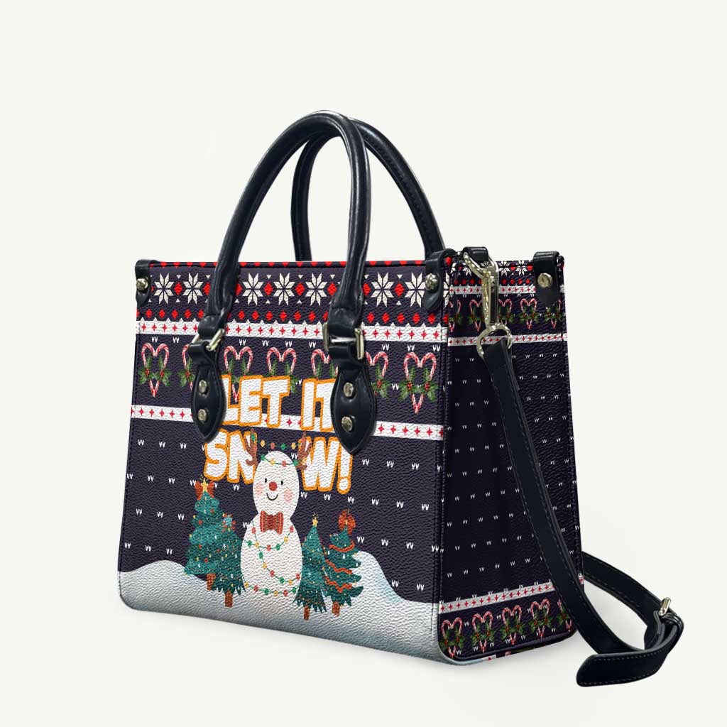 Let It Snow Christmas Leather Bag Funny Xmas Holiday Patterns - Wonder Print Shop