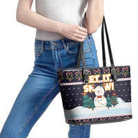 Let It Snow Christmas Leather Tote Bag Funny Xmas Holiday Patterns - Wonder Print Shop