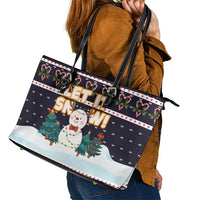 Let It Snow Christmas Leather Tote Bag Funny Xmas Holiday Patterns - Wonder Print Shop