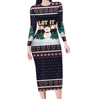 Let It Snow Christmas Long Sleeve Bodycon Dress Funny Xmas Holiday Patterns - Wonder Print Shop