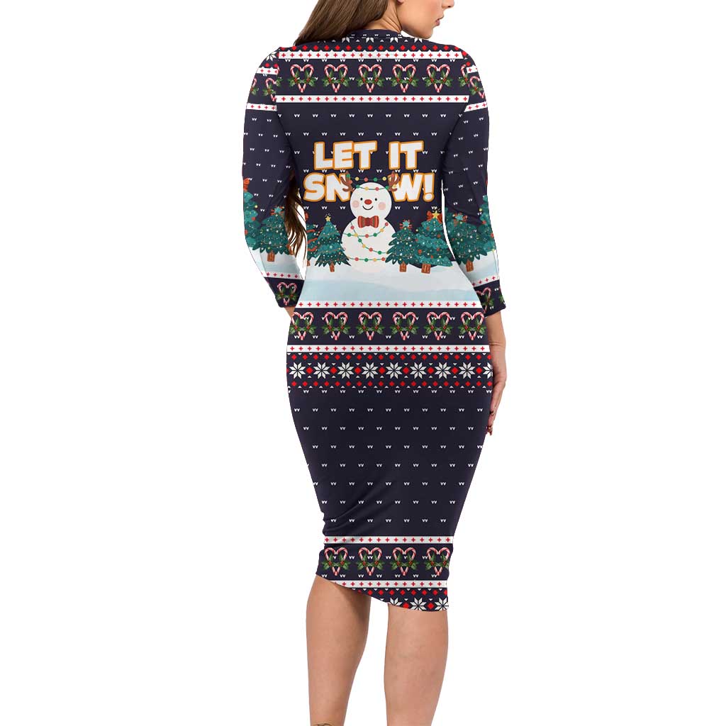Let It Snow Christmas Long Sleeve Bodycon Dress Funny Xmas Holiday Patterns - Wonder Print Shop