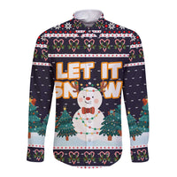 Let It Snow Christmas Long Sleeve Button Shirt Funny Xmas Holiday Patterns - Wonder Print Shop