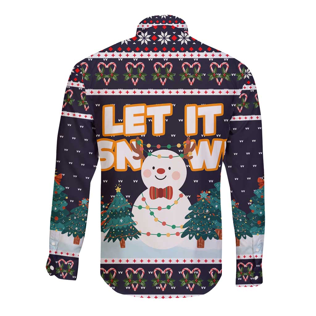 Let It Snow Christmas Long Sleeve Button Shirt Funny Xmas Holiday Patterns - Wonder Print Shop