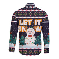 Let It Snow Christmas Long Sleeve Button Shirt Funny Xmas Holiday Patterns - Wonder Print Shop