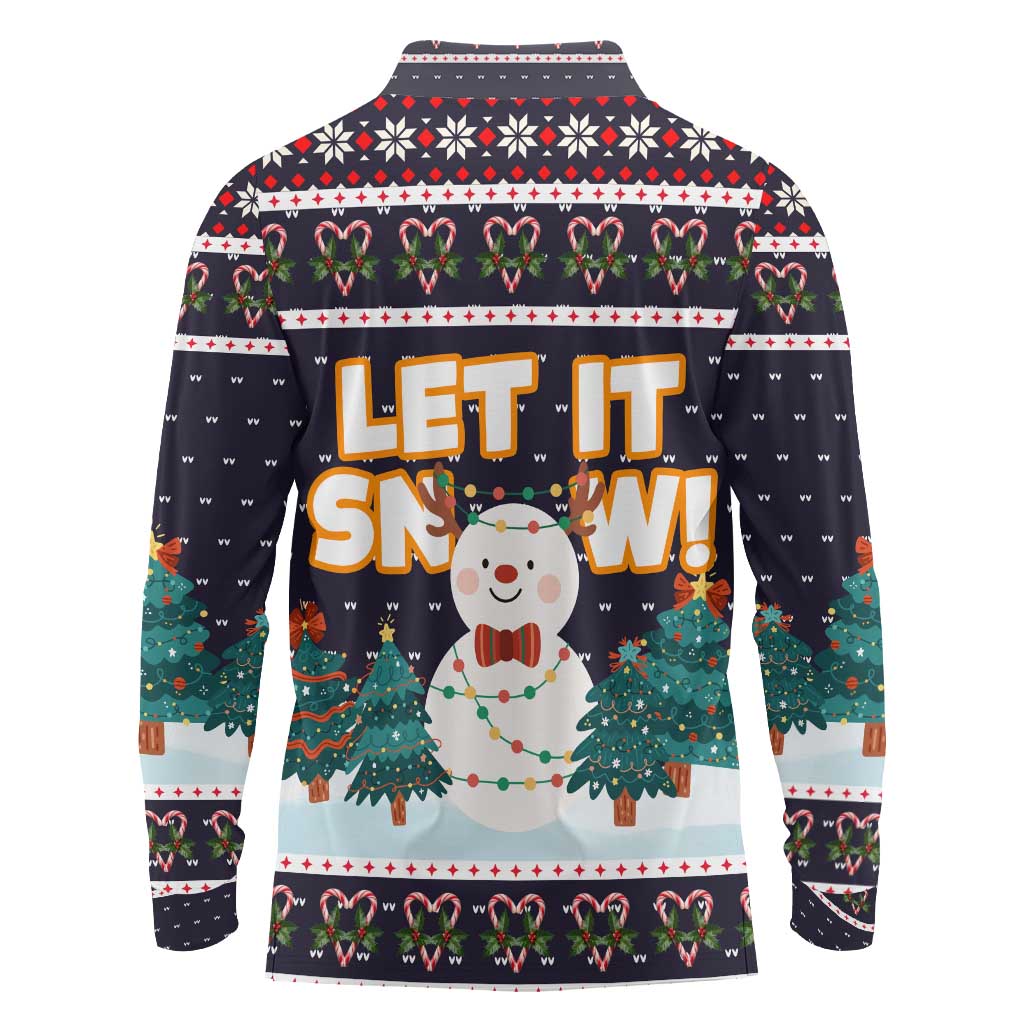 Let It Snow Christmas Long Sleeve Polo Shirt Funny Xmas Holiday Patterns - Wonder Print Shop