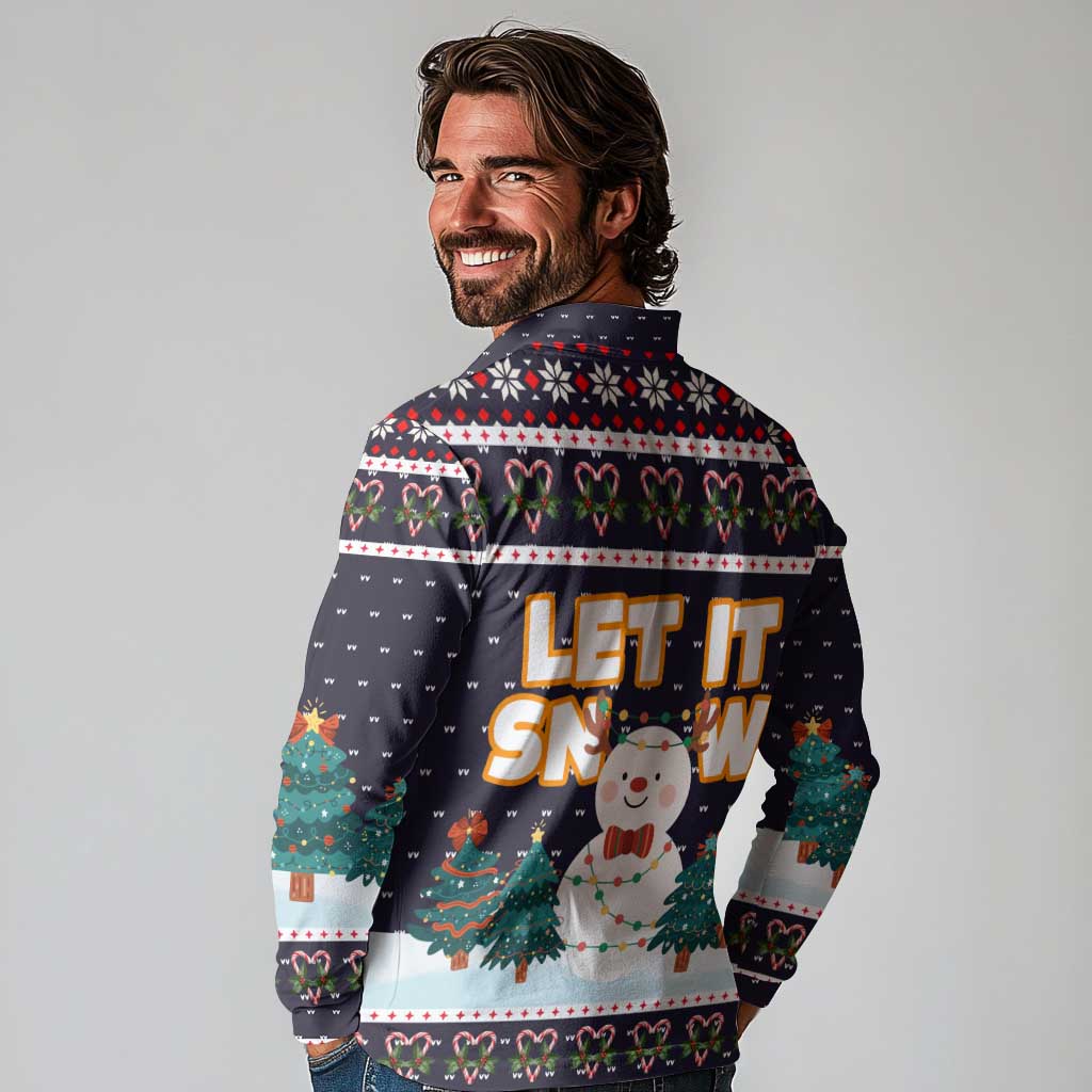 Let It Snow Christmas Long Sleeve Polo Shirt Funny Xmas Holiday Patterns - Wonder Print Shop