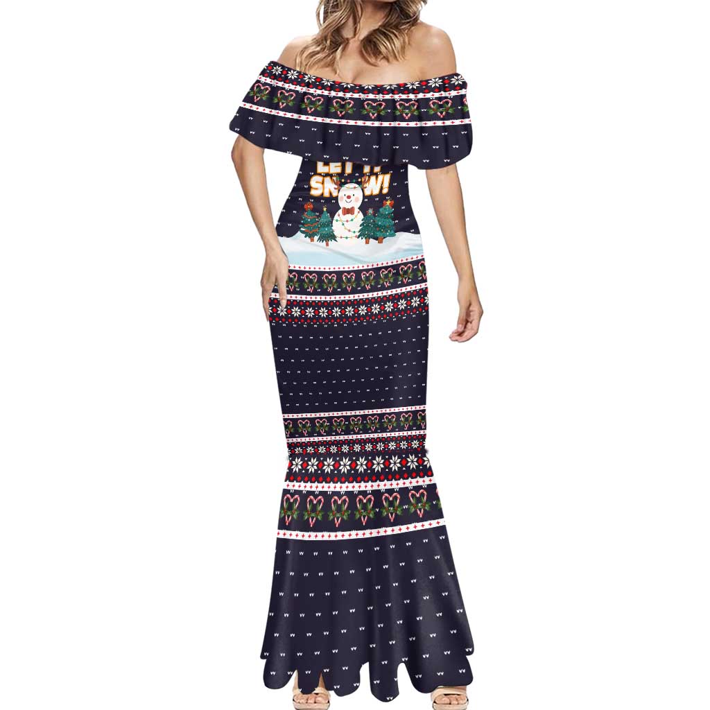 Let It Snow Christmas Mermaid Dress Funny Xmas Holiday Patterns - Wonder Print Shop