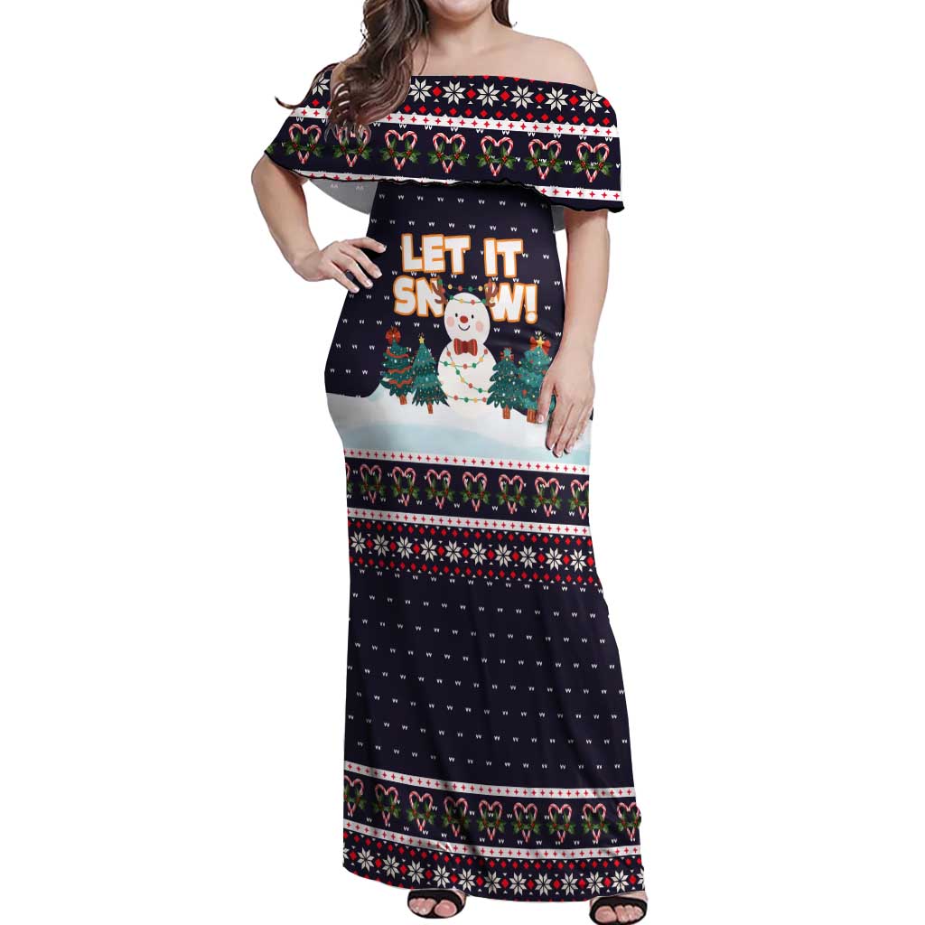 Let It Snow Christmas Off Shoulder Maxi Dress Funny Xmas Holiday Patterns - Wonder Print Shop
