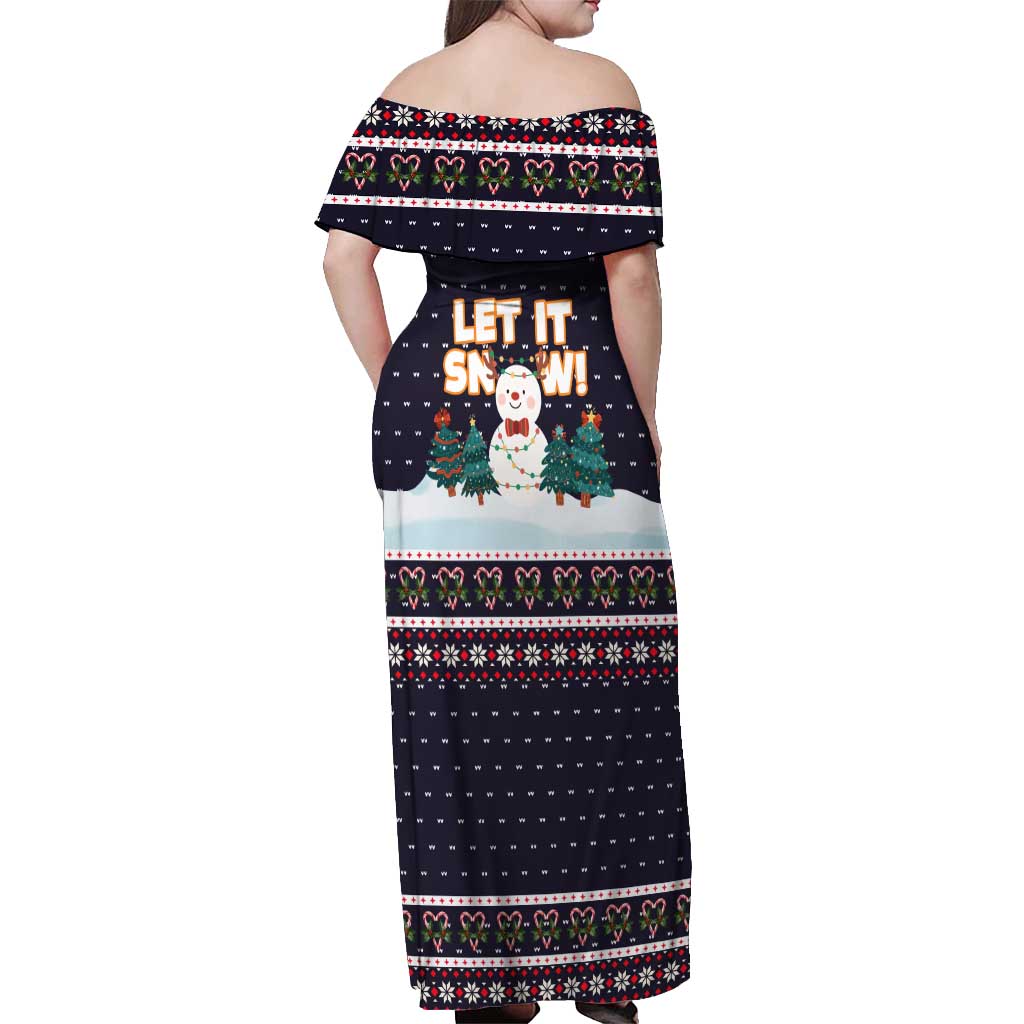 Let It Snow Christmas Off Shoulder Maxi Dress Funny Xmas Holiday Patterns - Wonder Print Shop