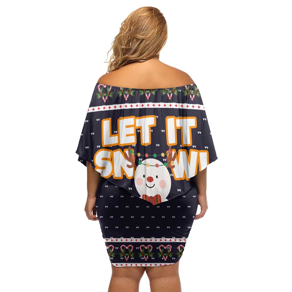 Let It Snow Christmas Off Shoulder Short Dress Funny Xmas Holiday Patterns - Wonder Print Shop