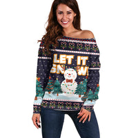 Let It Snow Christmas Off Shoulder Sweater Funny Xmas Holiday Patterns - Wonder Print Shop