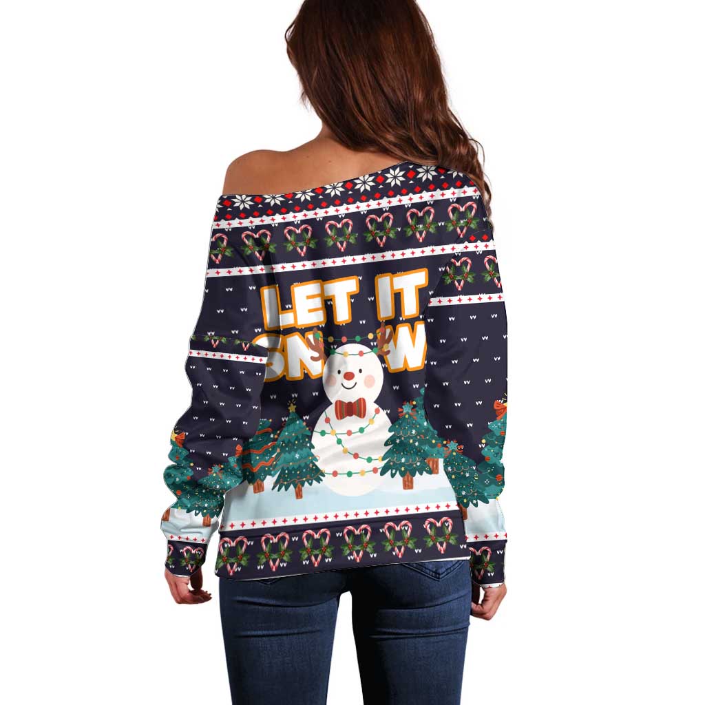 Let It Snow Christmas Off Shoulder Sweater Funny Xmas Holiday Patterns - Wonder Print Shop