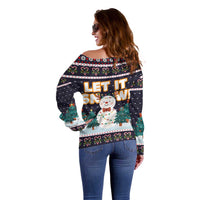 Let It Snow Christmas Off Shoulder Sweater Funny Xmas Holiday Patterns - Wonder Print Shop