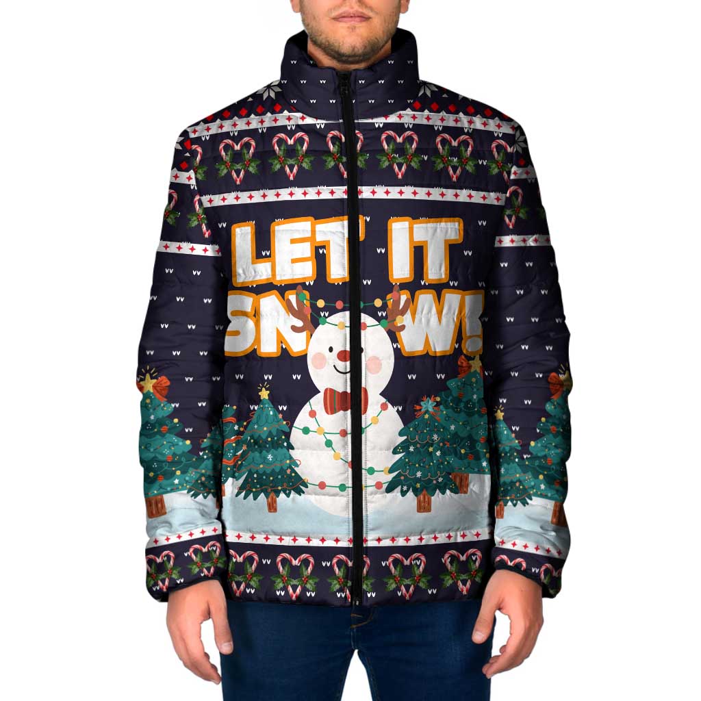 Let It Snow Christmas Padded Jacket Funny Xmas Holiday Patterns - Wonder Print Shop