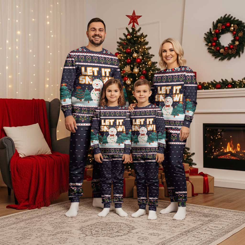 Let It Snow Christmas Pajama Set Funny Xmas Holiday Patterns - Wonder Print Shop
