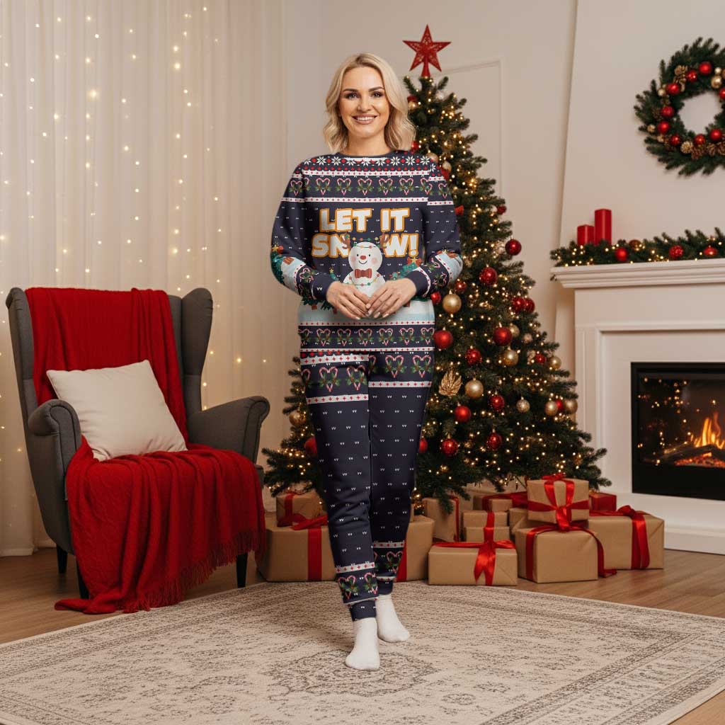 Let It Snow Christmas Pajama Set Funny Xmas Holiday Patterns - Wonder Print Shop