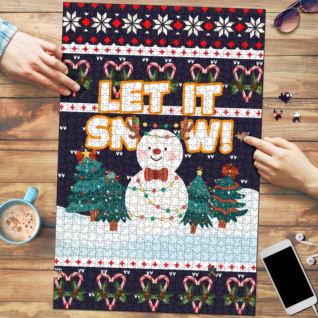 Let It Snow Christmas Puzzle Funny Xmas Holiday Patterns - Wonder Print Shop