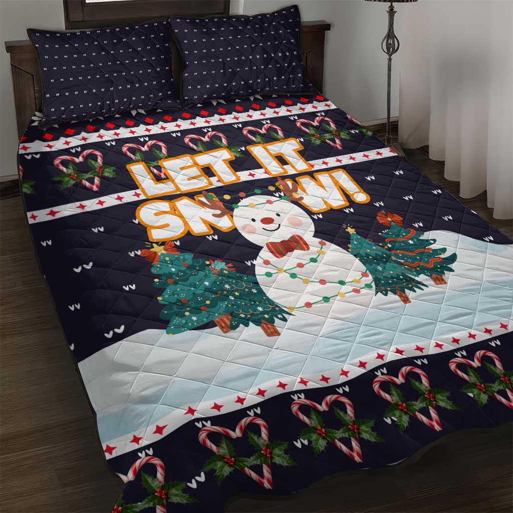 Let It Snow Christmas Quilt Bed Set Funny Xmas Holiday Patterns - Wonder Print Shop
