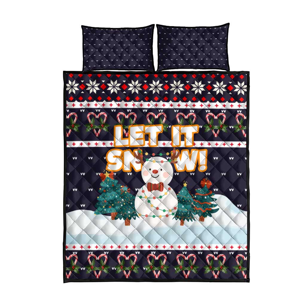 Let It Snow Christmas Quilt Bed Set Funny Xmas Holiday Patterns - Wonder Print Shop