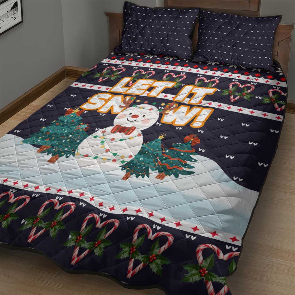 Let It Snow Christmas Quilt Bed Set Funny Xmas Holiday Patterns - Wonder Print Shop