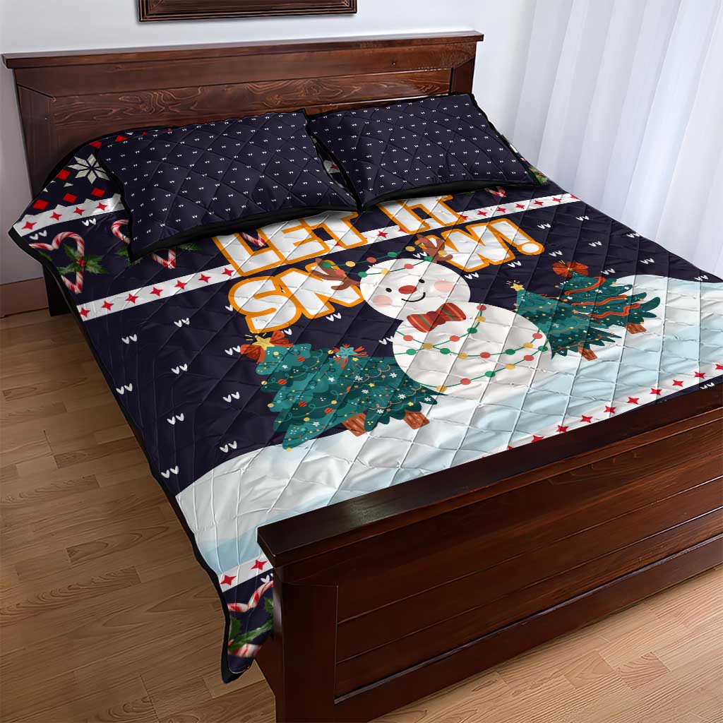 Let It Snow Christmas Quilt Bed Set Funny Xmas Holiday Patterns - Wonder Print Shop