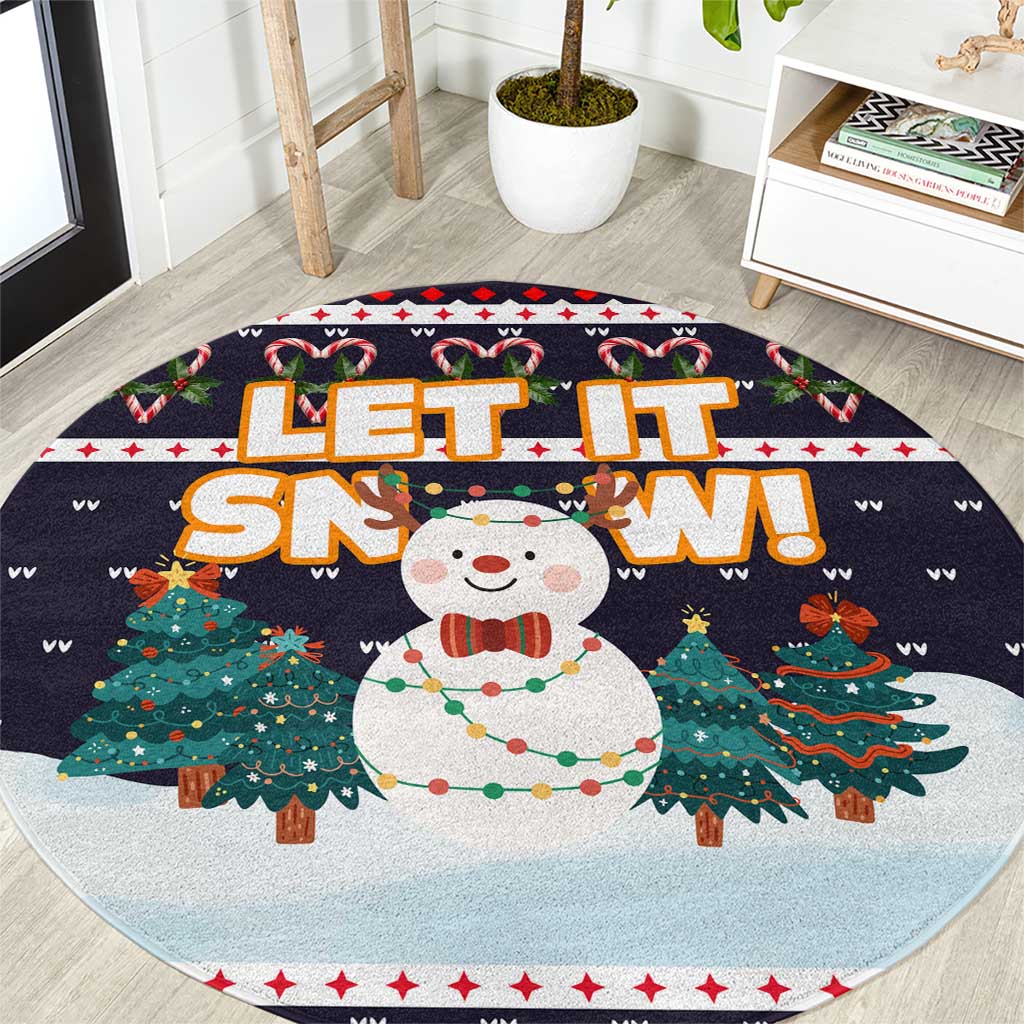 Let It Snow Christmas Round Carpet Funny Xmas Holiday Patterns - Wonder Print Shop