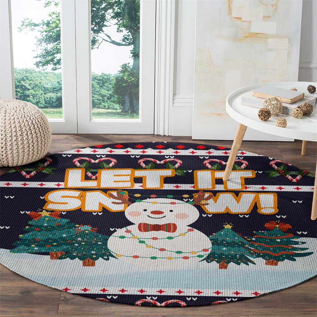 Let It Snow Christmas Round Carpet Funny Xmas Holiday Patterns - Wonder Print Shop