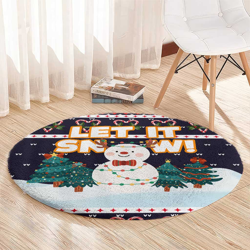 Let It Snow Christmas Round Carpet Funny Xmas Holiday Patterns - Wonder Print Shop