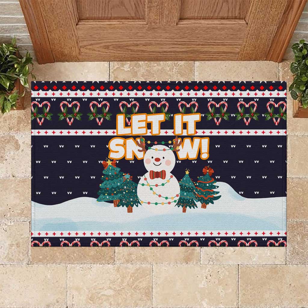 Let It Snow Christmas Rubber Doormat Funny Xmas Holiday Patterns - Wonder Print Shop