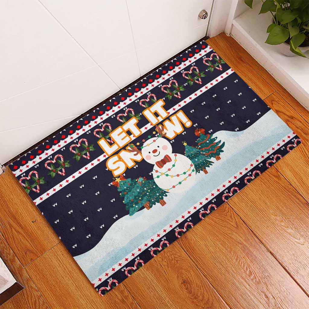 Let It Snow Christmas Rubber Doormat Funny Xmas Holiday Patterns - Wonder Print Shop