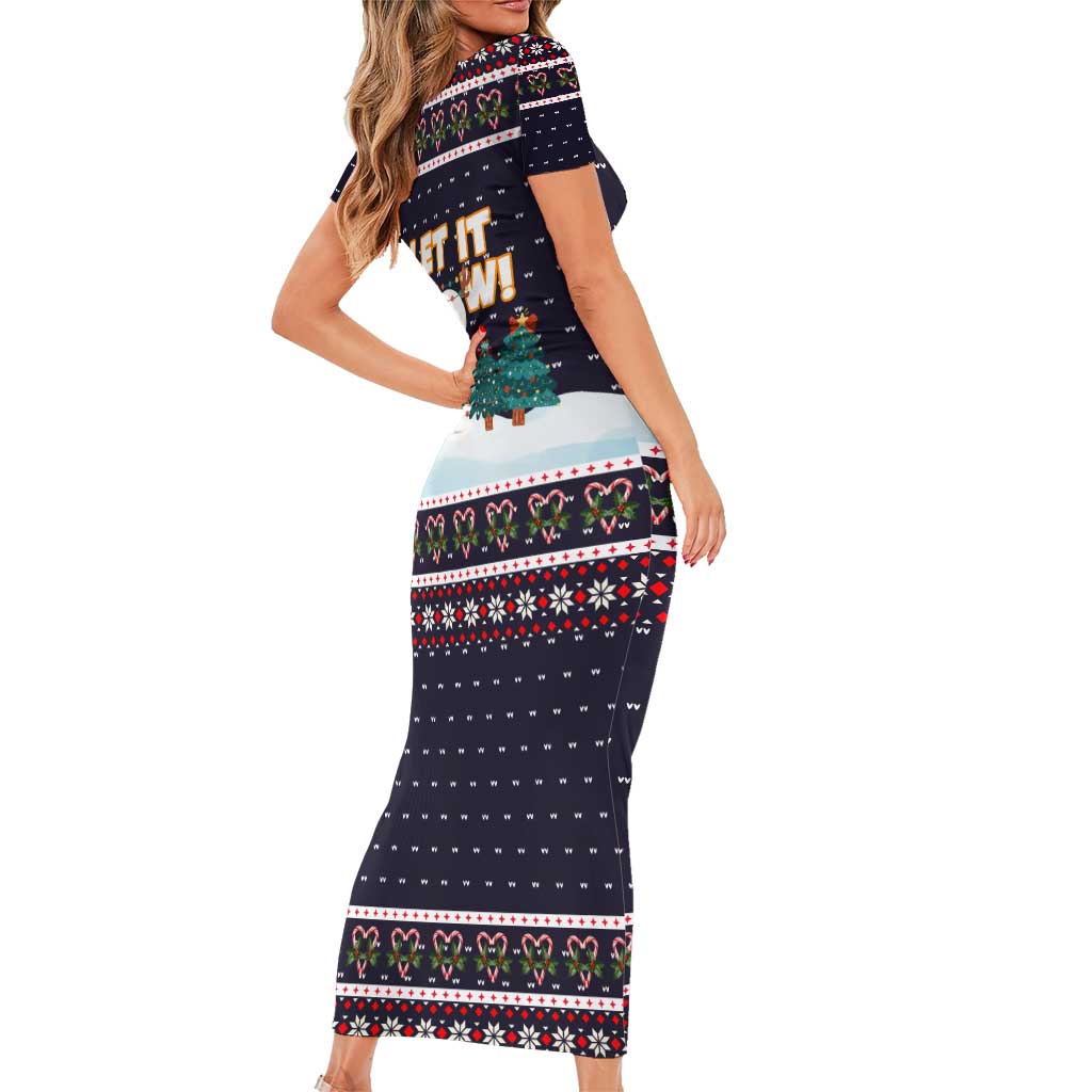 Let It Snow Christmas Short Sleeve Bodycon Dress Funny Xmas Holiday Patterns - Wonder Print Shop