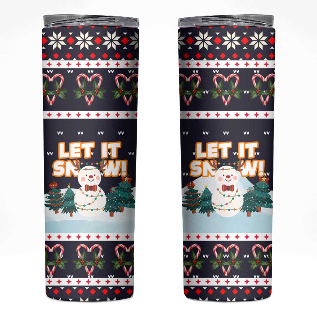 Let It Snow Christmas Skinny Tumbler Funny Xmas Holiday Patterns - Wonder Print Shop