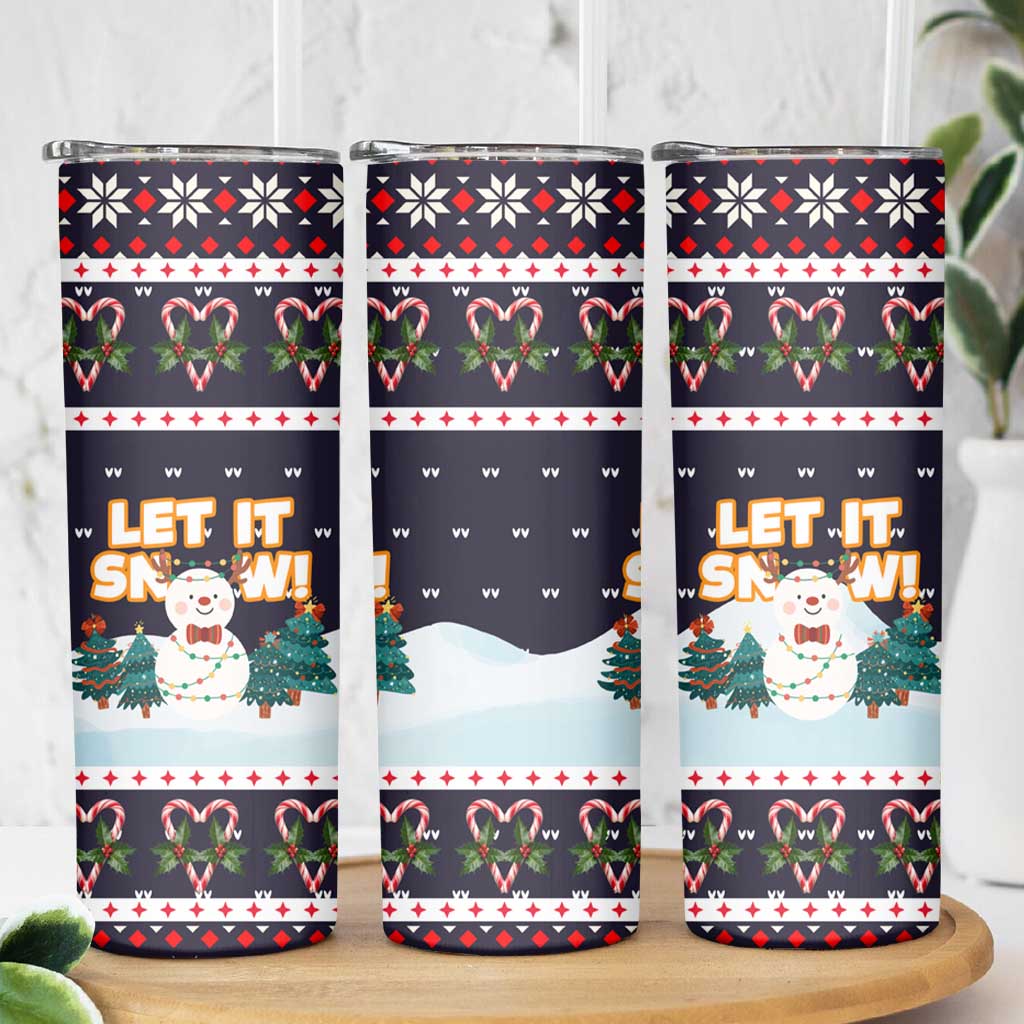 Let It Snow Christmas Skinny Tumbler Funny Xmas Holiday Patterns - Wonder Print Shop