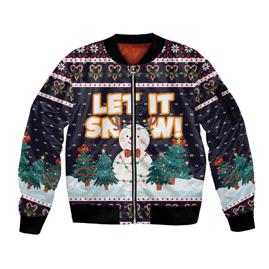Let It Snow Christmas Sleeve Zip Bomber Jacket Funny Xmas Holiday Patterns - Wonder Print Shop