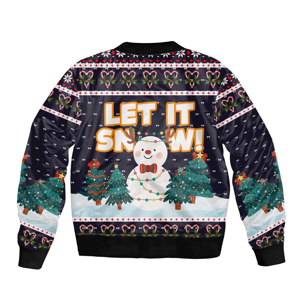 Let It Snow Christmas Sleeve Zip Bomber Jacket Funny Xmas Holiday Patterns - Wonder Print Shop