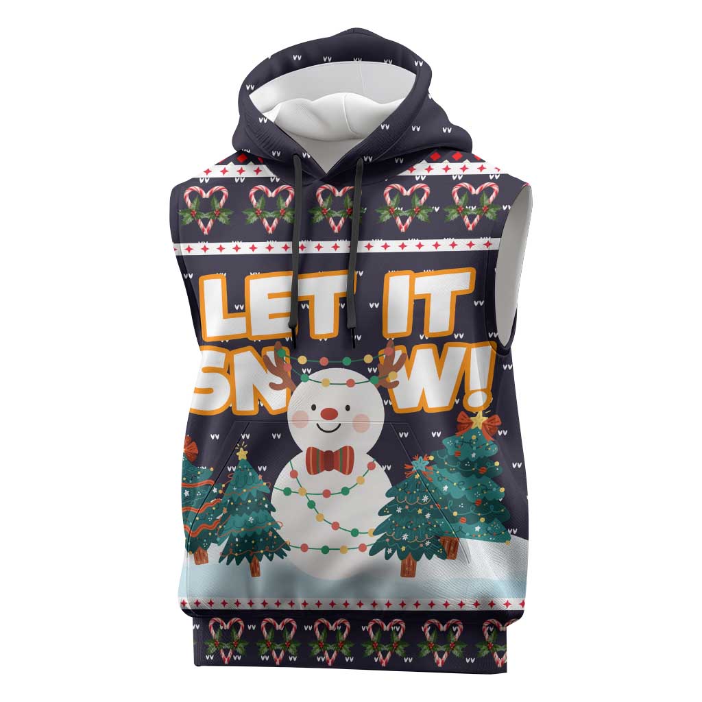 Let It Snow Christmas Sleeveless Hoodie Funny Xmas Holiday Patterns - Wonder Print Shop