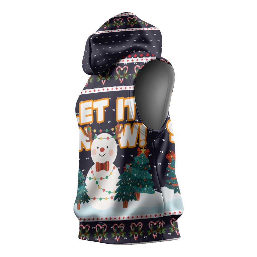 Let It Snow Christmas Sleeveless Hoodie Funny Xmas Holiday Patterns - Wonder Print Shop