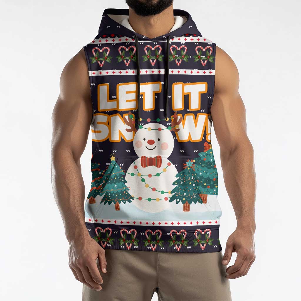 Let It Snow Christmas Sleeveless Hoodie Funny Xmas Holiday Patterns - Wonder Print Shop