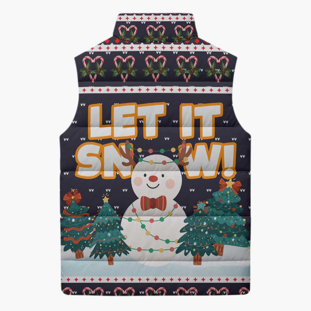 Let It Snow Christmas Sleeveless Puffer Jacket Funny Xmas Holiday Patterns - Wonder Print Shop